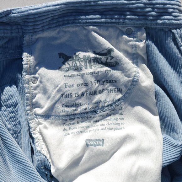 Levis 559 Men’s Size 38 x 30 Premium Wide Leg Soft Corduroy Pants Baby Blue - Picture 7 of 7